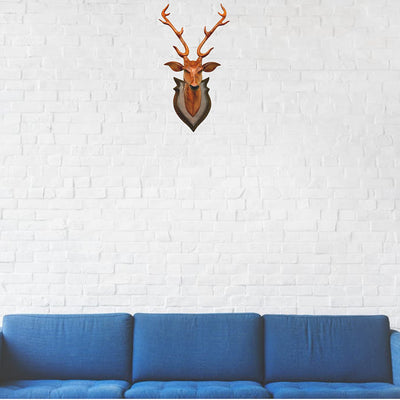 BK ART & CRAFTS Handicraft Wooden Deer Head with handicrafts Home Decor Showpiece Wall Decoration for Living Room, Bedroom and Office, Pack of 1