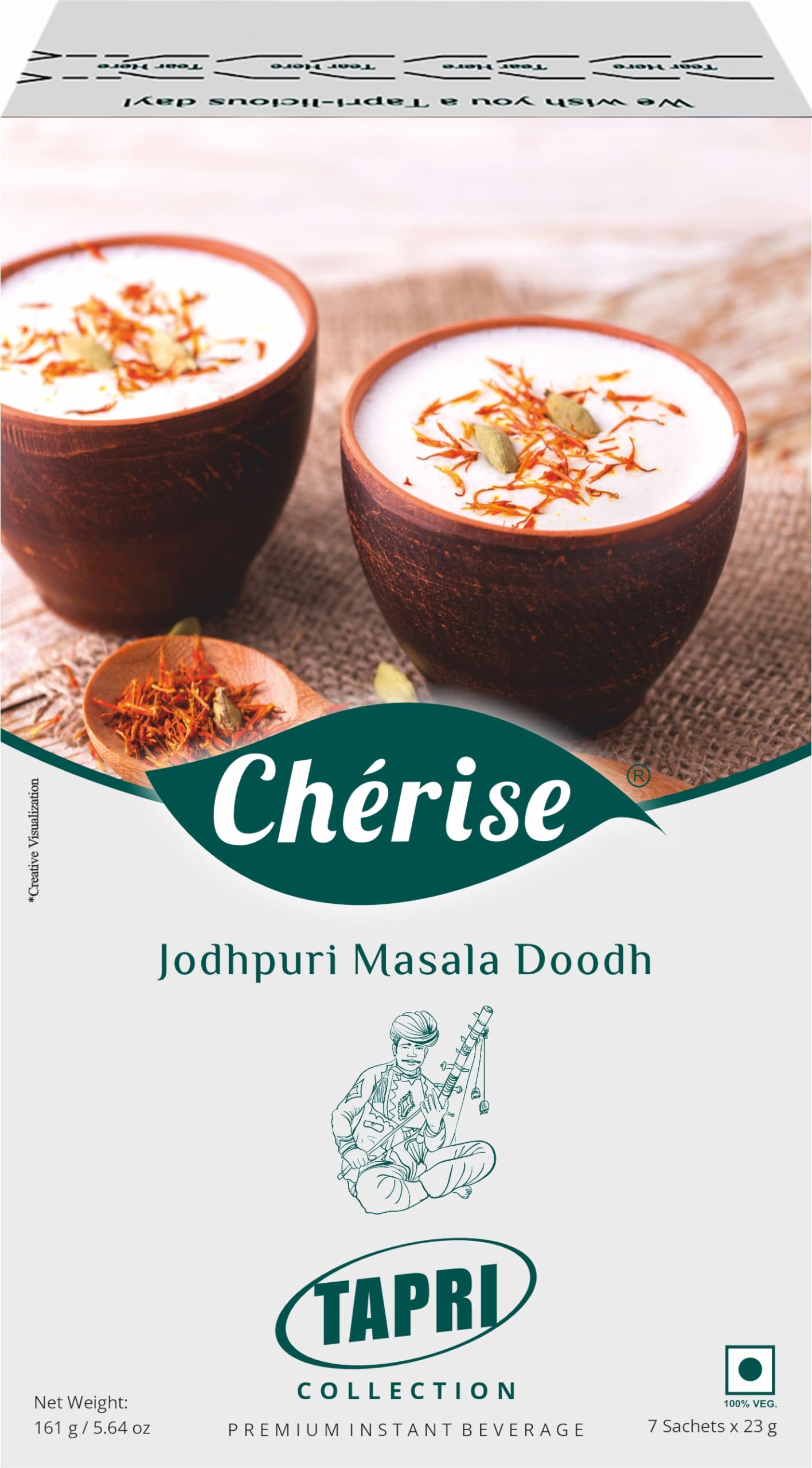 Cherise Tapri Premium Jodhpuri Masala Doodh, Instant Milk Premix (23 g x 7 Sachets)
