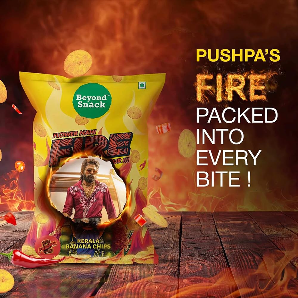 Beyond Snack Kerala Banana Chips limited edition Puspha2 - Fire flavour 300gms (100G * 3Packs)