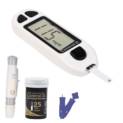 Control D Blood Glucose Monitor (Pack of 25 Strips, White)