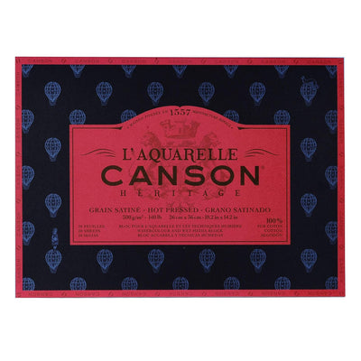 Canson Héritage Cotton 300 GSM Hot Pressed 26 x 36 cm Paper Block(White, 20 Sheets)