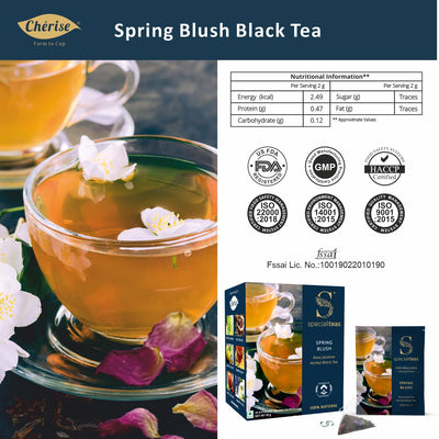 Cherise Specialiteas Spring Blush Rose Jasmine Herbal Black Tea (2 g x 25 Pyramid Tea Bags)