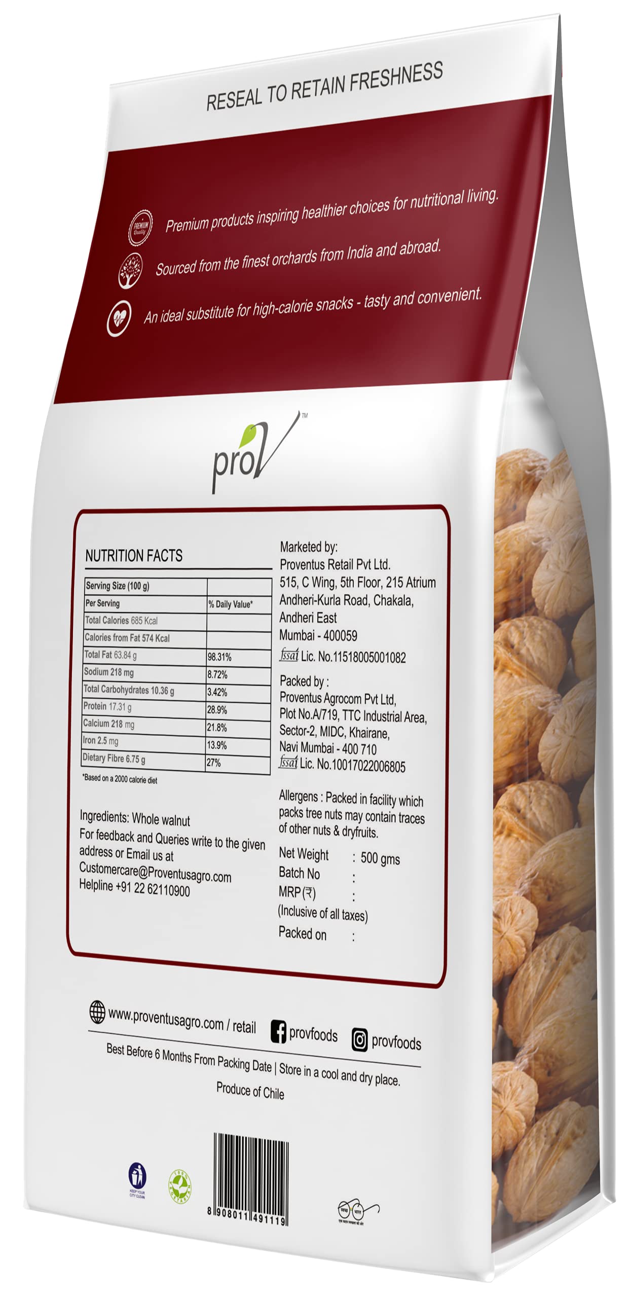 ProV Premium - Walnut Whole Chile 500 gm