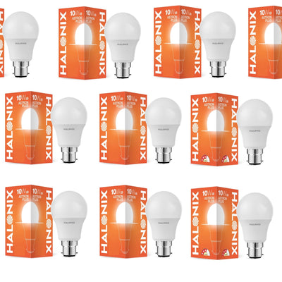 Halonix 10 Watt B22D LED Cool Day Light Bulb, Pack of 10, White