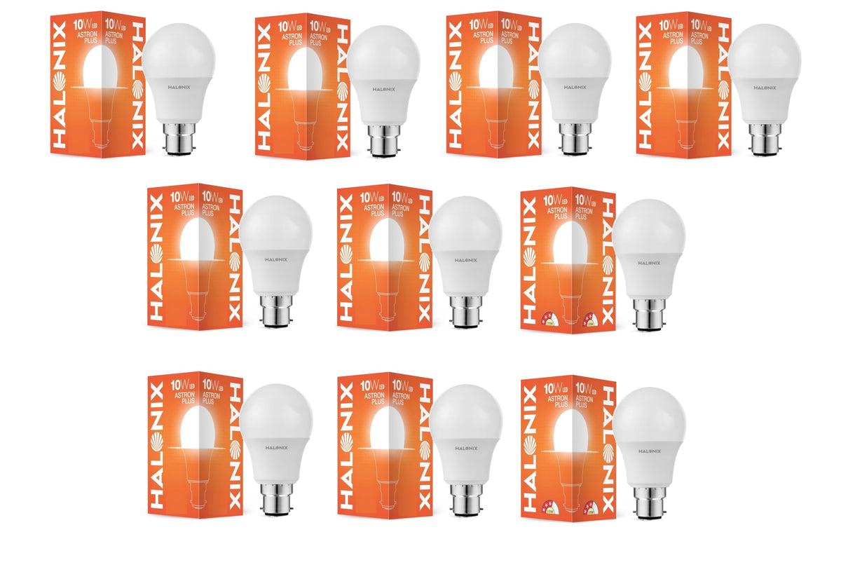 Halonix 10 Watt B22D LED Cool Day Light Bulb, Pack of 10, White