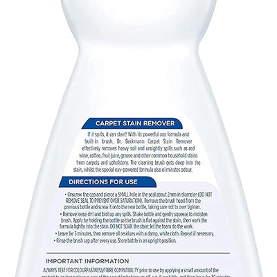 Dr. Beckmann Carpet Stain Remover 650ml | Removes Even Stubborn Stains and Odours | Includes Applicator Brush | For Home, Car Carpets and Upholstery