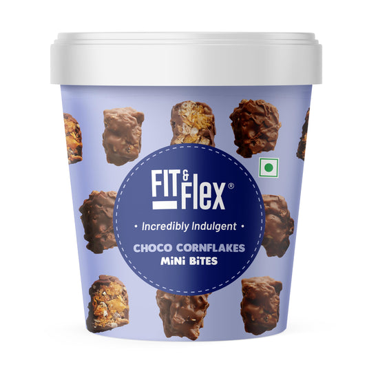 FIT & FLEX Choco Cornflakes Mini Bites With Oat Rich Fibre And High Protein, Granola Bars For Kids - As Seen On Shark Tank India - 250 Gm (Pack Of 1)