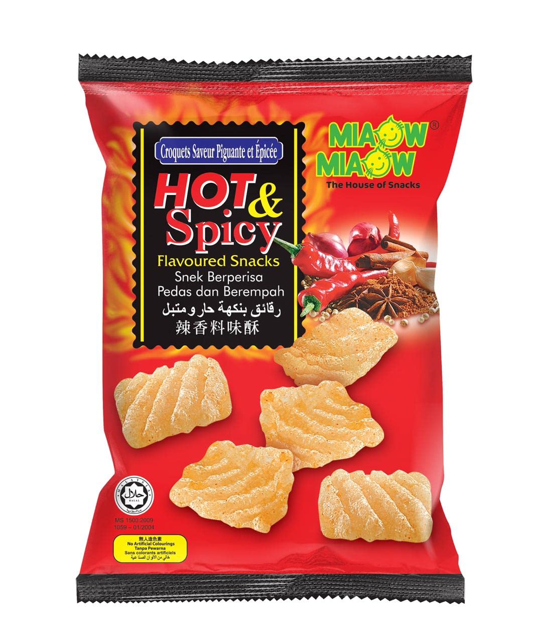 MIAOW MIAOW Hot & Spicy Flavoured Snacks, 60g