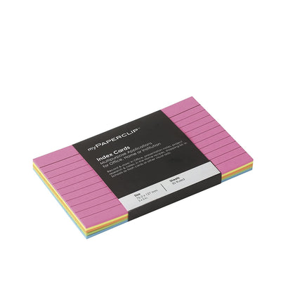 Mypaperclip Index Cards, Small, S1 (3 X 5 In.), Ruled, 10 Cards X Five Colours (Ic50S1-R)