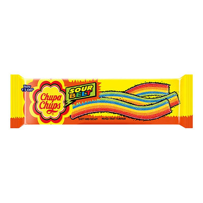 Chupa Chups Sour Belts Chewy Toffee, Mixed Fruit Flavour, 691.2g (12 Units X 57.6g Each) - (Set of 12 Packs)
