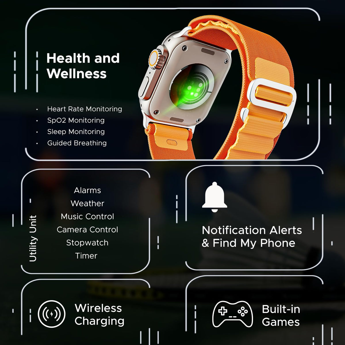 boAt Wave Elevate Pro Smart Watch w/ 1.96" AMOLED Display, BT Calling,Coins,Rugged Metal Body,Functional Crown,Always on Display,100+Sports Mode,HR & SpO2(Royal Orange)