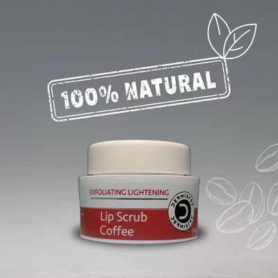 Dermistry Exfoliating Lightening Coffee Sugar Lip Scrub for Reduction of Dark Smoker Pigmentation & Healing Dry Chapped Lips, Shea Butter, Olive Oil, Coconut Oil, Brightening Men Women - 15 ml