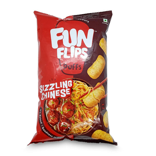 Fun Flips Puffs Sizzling Chinese - Baked Crispy Yummy Tasty & Healthy Ready to Eat Exotic Flavoured Snacks