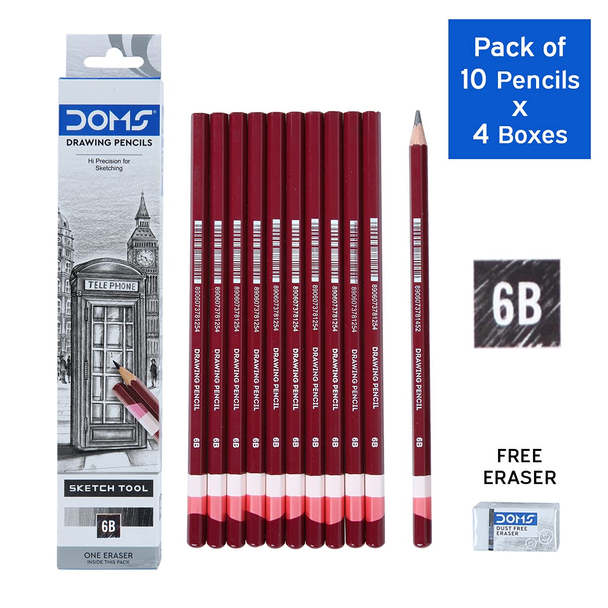 Doms Drawing & Sketching Graphite Pencils - Grade 6B