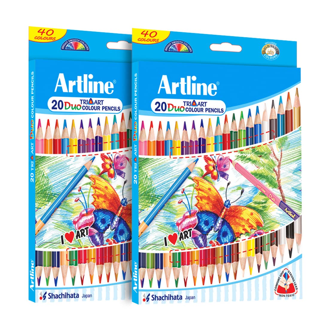 Artline Tri-Art Triangular Half Length 12 Shades Colour Pencil Set