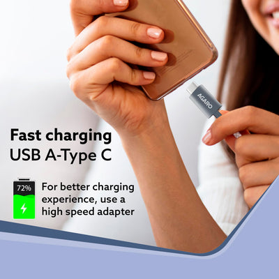 AGARO USB-A to Type C Cable, Unbreakable Braided Cable, 3A Fast Charging, Compatible with All Type C Devices Including Smartphones, Tablets etc, PD Technology, 1 M (3.2Ft), 480 Mbps Data Transmission