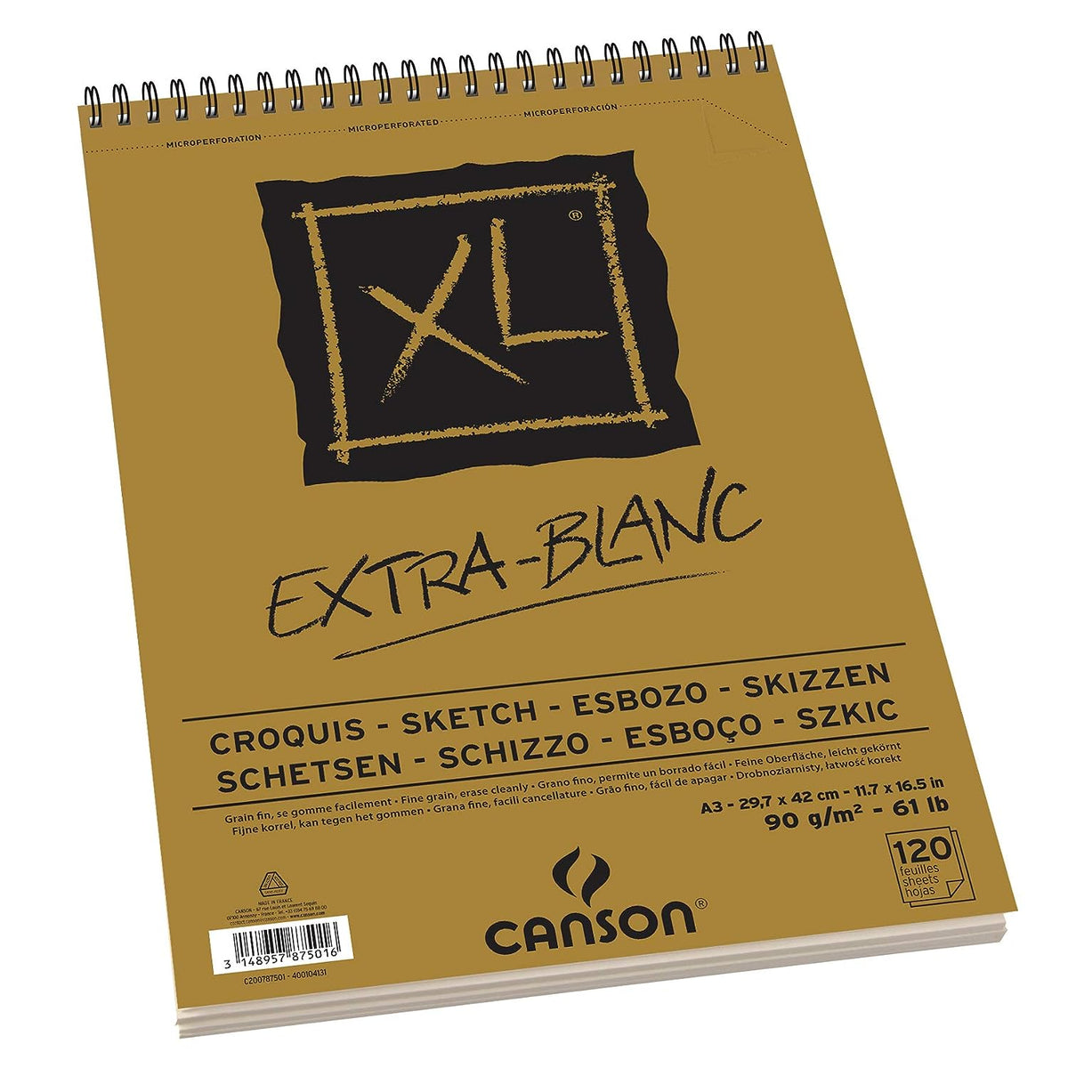 Canson XL Extra White 90 GSM A3 Album of 120 Fine Grain Sheets