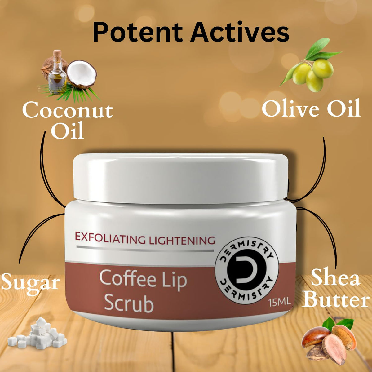 Dermistry Coffee Exfoliating Lightening Brightening Lip Scrub I Natural Sugar I Coconut Oil Shea Butter| Damage Repair & Healing for Men Women (Coffee Lip Scrub)
