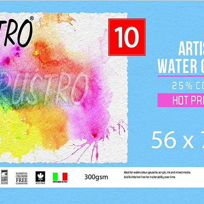 Brustro Artists' Watercolour paper 25% cotton HP 300 Gsm 56 x 76 cm (10 Sheets)