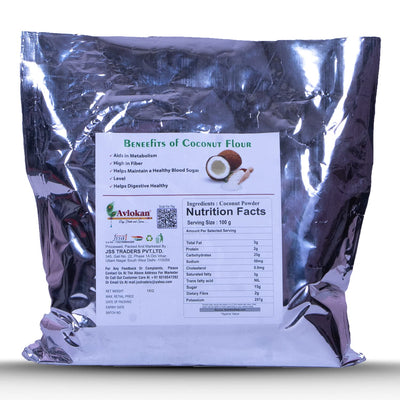 Avlokan Natural Coconut Powder - Low Fat, Unsweetened, High Fibre (Pack of 2 x 1000 g)