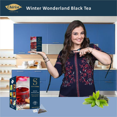 Cherise Specialiteas Winter Wonderland Hibiscus Cinnamon Herbal Black Tea (2 g x 25 Pyramid Tea Bags)