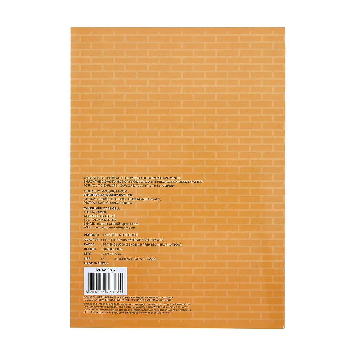 Doms Brown Series Notebook | A4 | Single Line | 57GSM | 140 Pages | 21 x 29.7 cm | Pack of 6