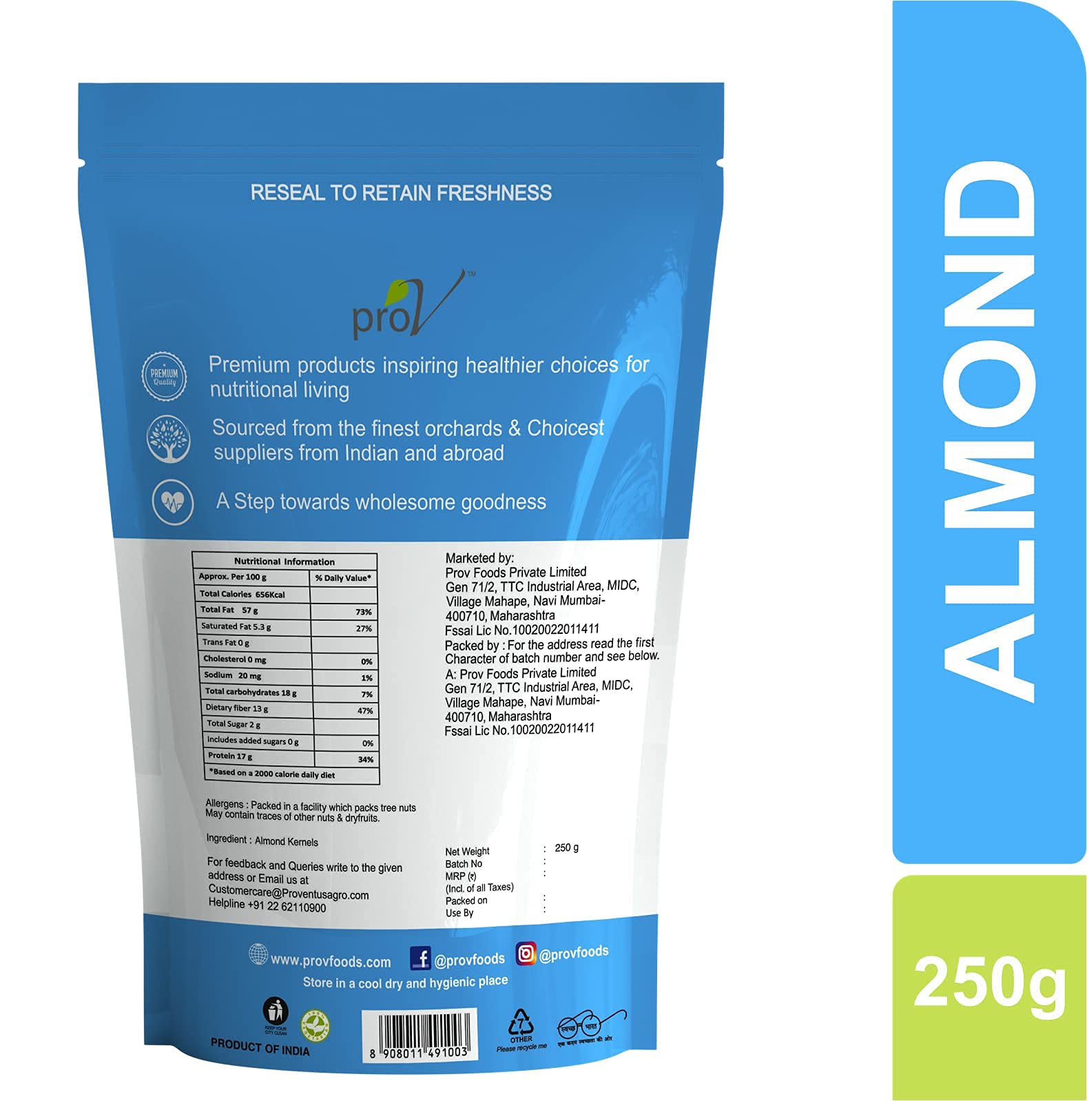 ProV Premium - Almonds 250 gm