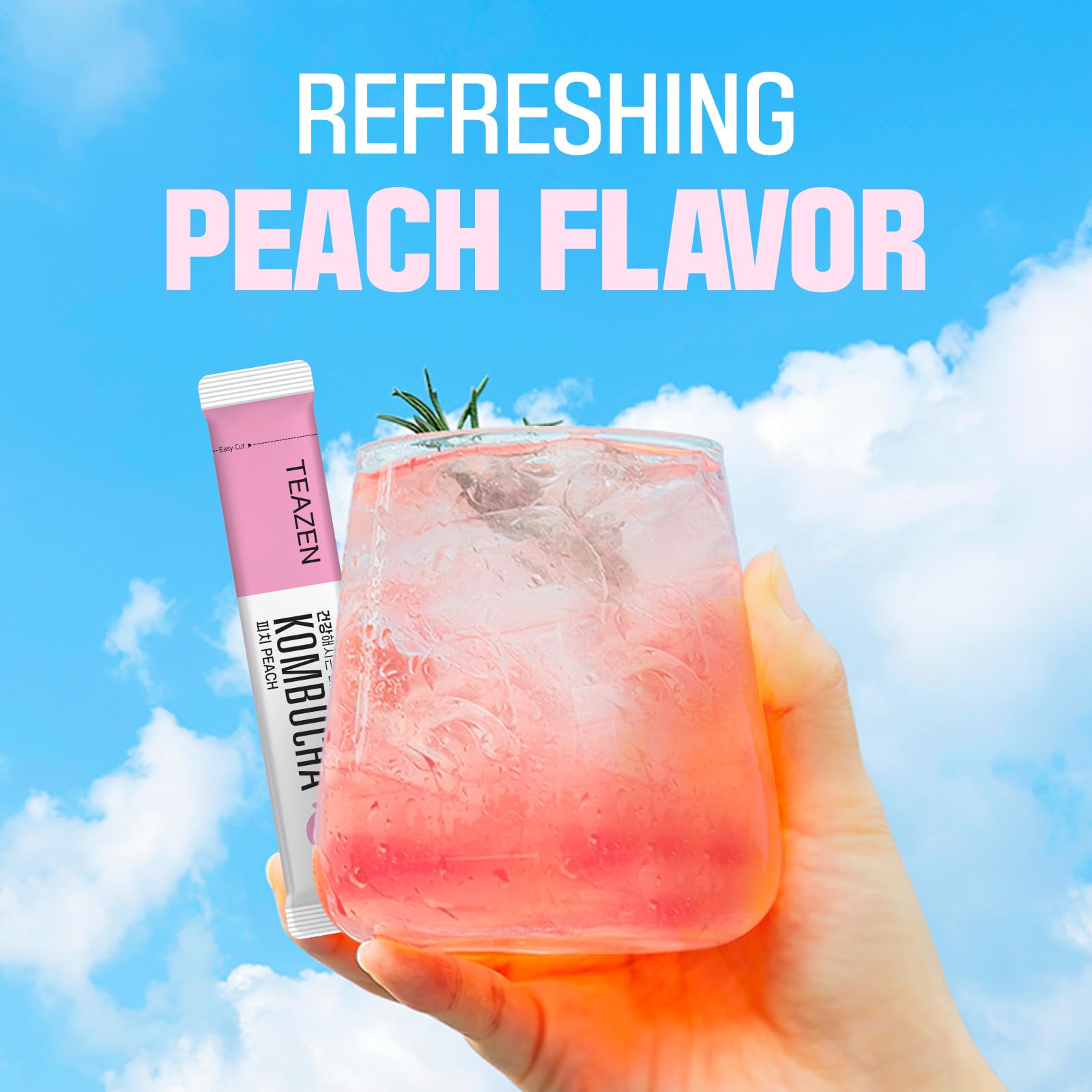 SEOUL TEAZEN KOMBUCHA PEACH,50 GM, 10 STICKS, SUGAR FREE,PROBIOTICS & PREBIOTICS.