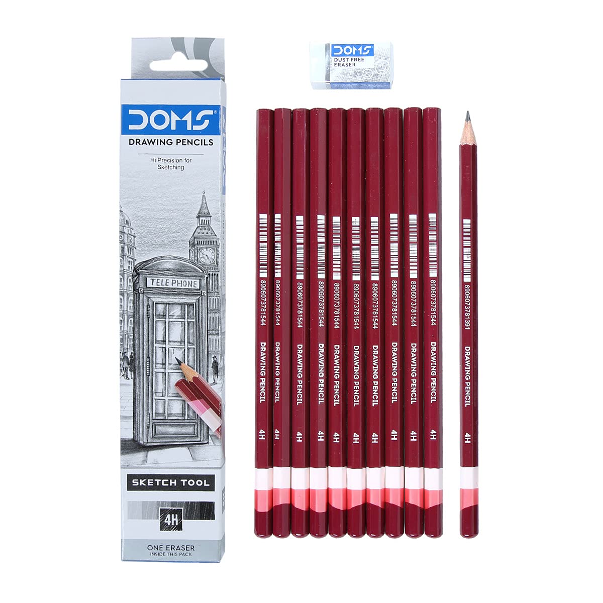 Doms Drawing & Sketching 4H Graphite Pencil (Pack of 10 x 8 Set) (DM8269P8)