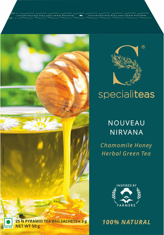 Cherise Specialiteas Nouveau Nirvana Chamomile Honey Herbal Green Tea (2 g x 25 Pyramid Tea Bags)