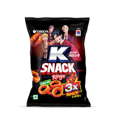 Orion K Snacks Korean Chips Kimchi & 3x Spicy Rings Combo 70gx4