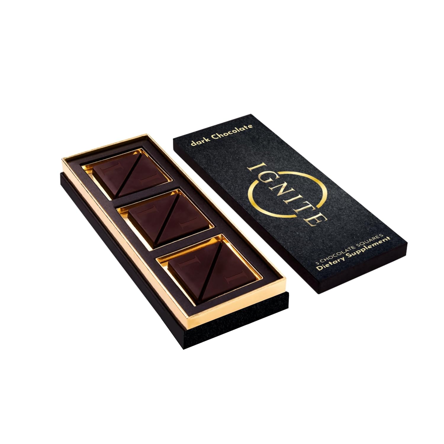 Ignite Chocolate Bars (1 Box) | Dark Chocolate Bar to Improve Mood & Performance | Vitality, Arousal and Energy | Vegetarian, Gluten-Free for Men & Women