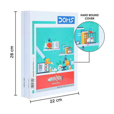 Doms Biology Practical Book | One side Ruled and One Side Plain | 132 Pages | 28 x 22 cm | Pack of 6