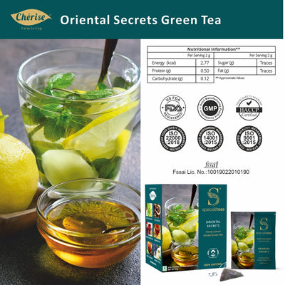 Cherise Specialiteas Oriental Secrets Honey Lemon Herbal Green Tea (2 g x 25 Pyramid Tea Bags)
