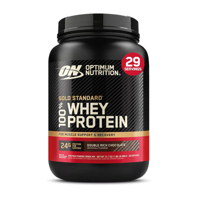 Optimum Nutrition (ON) Gold Standard 100% Whey 908 g, (Double Rich Chocolate) Protein Powder for Muscle Support & Recovery, Vegetarian - Primary Source Whey Isolate