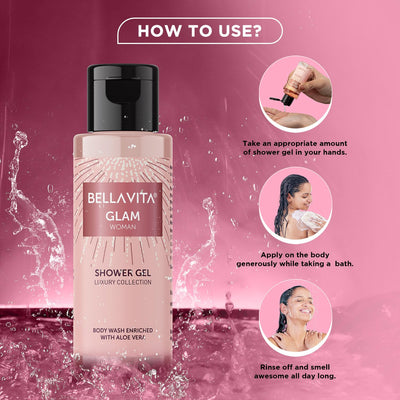 Bella Vita Luxury Women Trial Mini Kit|Date, Glam & Senorita Body Wash Refreshing Shower Gel, Fruity, Floral for Deep Cleansing with Aloe Vera, 55 Ml Each
