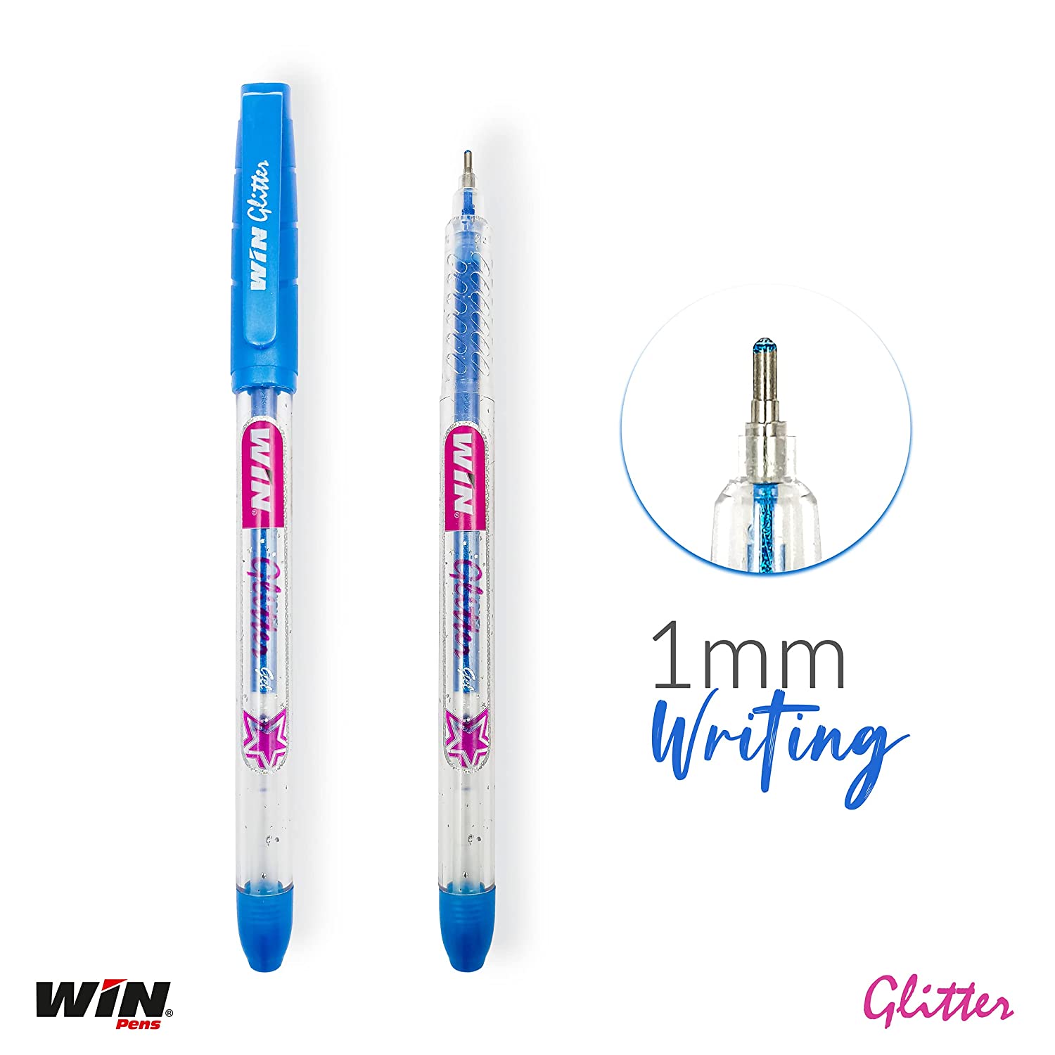 Win Glitter Gel Pen Multicolor - 10 Pcs Zipper Pack