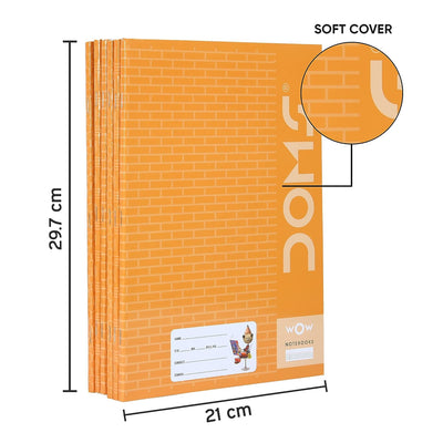 Doms Brown Series Notebook | A4 | Single Line | 57GSM | 140 Pages | 21 x 29.7 cm | Pack of 6