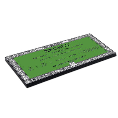 Arches Watercolour 300 GSM Cold Pressed Natural White 15 x 30 cm Paper Blocks, 20 Sheets