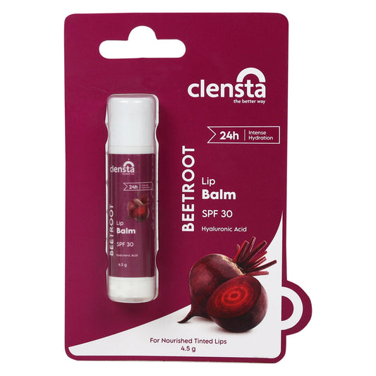 Clensta Beetroot Lip Balm With Hyaluronic Acid Spf 30 With Beetroot & Hyaluronic Acid For Moisture, Hydrates & Lightens Dark Lips For Women & Men 5gm