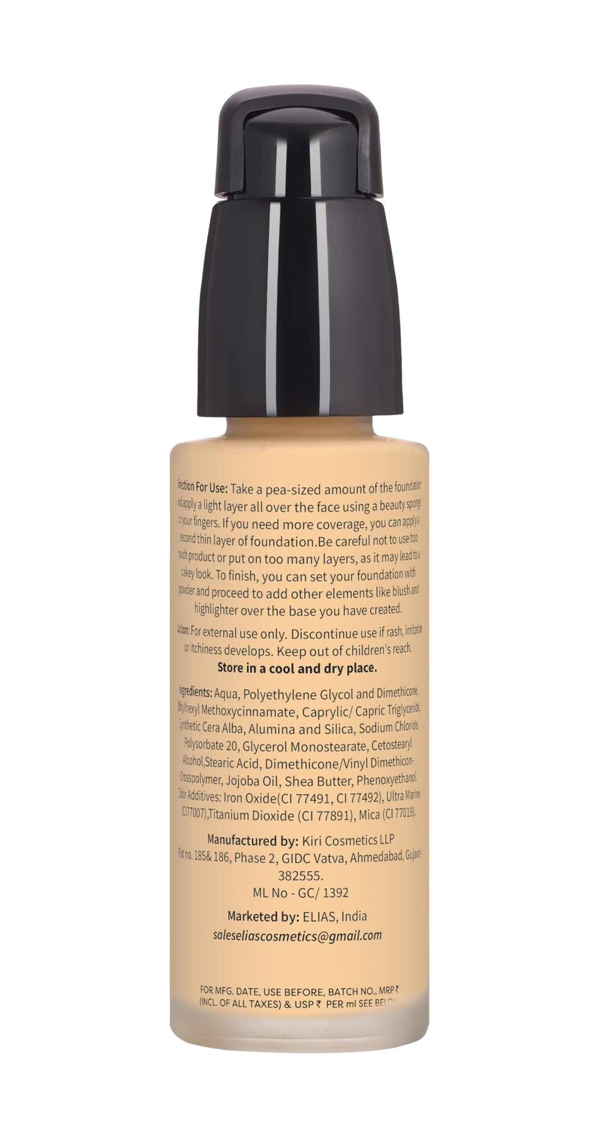ELIAS Liquid Foundation - 30 ml Water Resistant Lasts Up to 10 Hrs Super Matte Cashew Fair, Golden undertone Full Coverage Long Wear Illuminating (Netural & Warm)