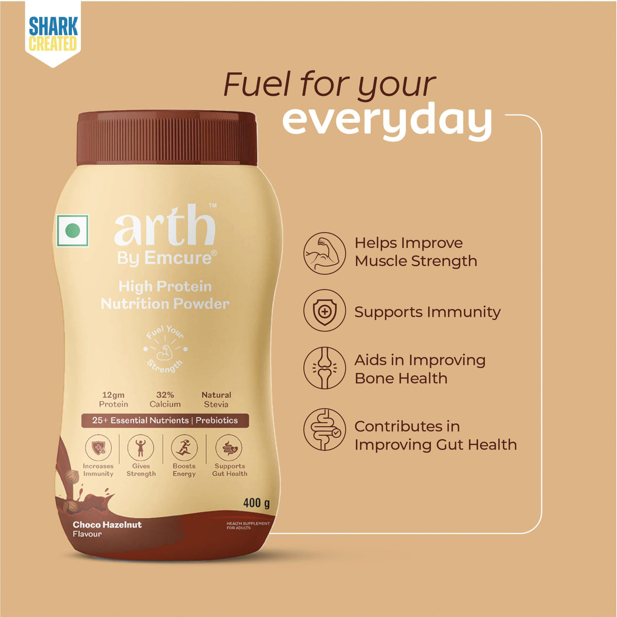 Arth High Protein Nutrition Powder - Choco Hazelnut Flavour