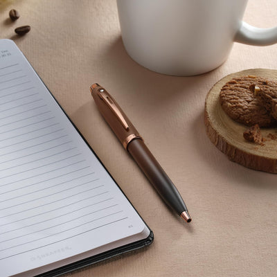 Sheaffer Gift 100 9374 Coffee Edition Matt Brown with Regal Brown PVD Trims Ballpoint Pen | Coffee Brown Ball Pen | Signature Ball pen