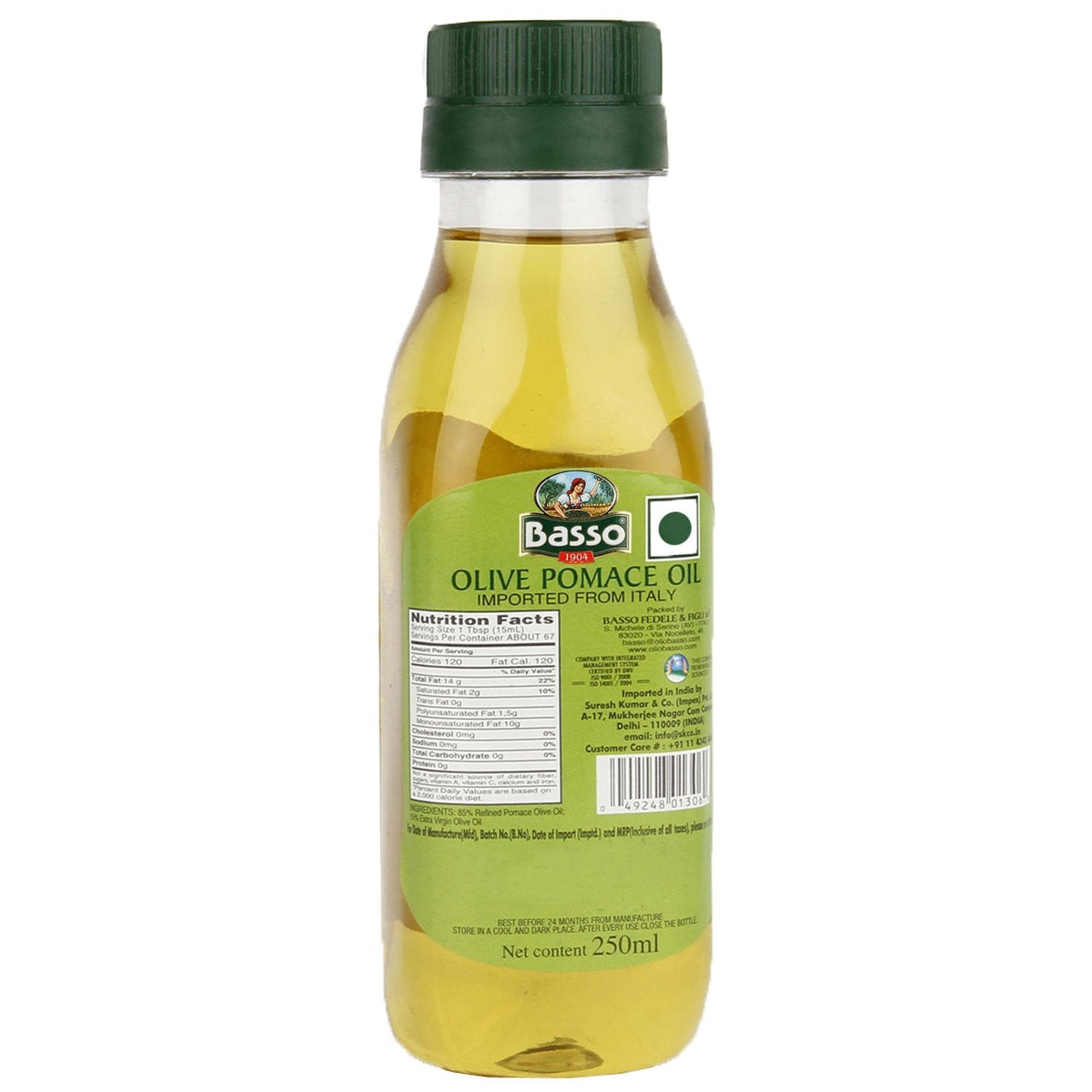 Basso Olive Oil Pomace, 250ml Packed in Italy