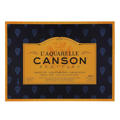 Canson Héritage Cotton 300 GSM Cold Pressed 36 x 51 CM Paper Block(White, 20 Sheets)