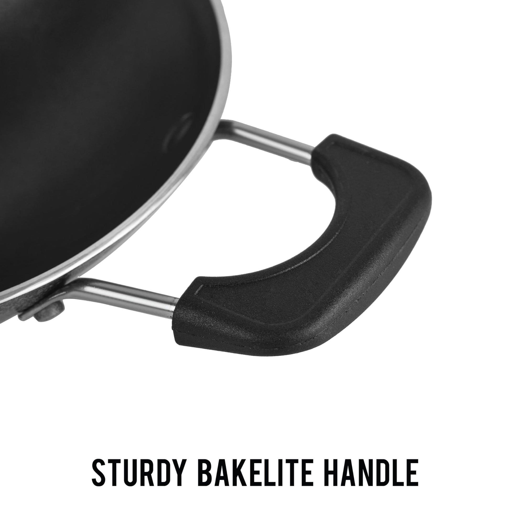 CELLO Black Platina Non-Stick Deep Appachatty with Lid 20 cm | Scratch Resistant | Gas Stovetop Compatible | Comfortable Grip | Black