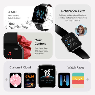 boAt Matrix Smart Watch with 1.65” AMOLED Display, Always On Mode, Slim Premium Design, Heart Rate & SpO2 Monitoring, Health Ecosystem & Multiple Sports Modes, 3ATM & 7 Days Battery Life(Pitch Black)