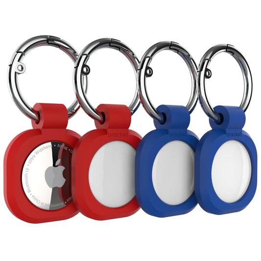 AirTag (4 - Pack) Silicone Case Keychain and Protective Cover Holder use for Keys, Kids, Bags, Luggage, pet Collar Tracker (2 red + 2 Blue) (AirTag NOT Included)