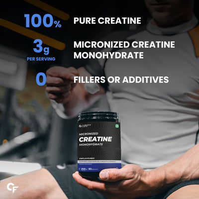 Carbamide Forte Micronised Creatine Monohydrate Powder | Creatine Supplement for Lean Muscle Volumization, Strength & Energy - Unflavoured - 33 Servings - 100g