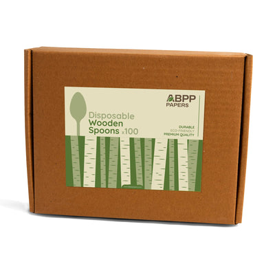 ABPP Disposable Spoon - 200 Disposable Wooden Spoons Set (Big Size - 16cm Big Size) | Spoons for Eating Food, Ice-Cream | Best Cutlery Set for Kitchen, Birthday, Parties, Picnic, Office & Restaurant